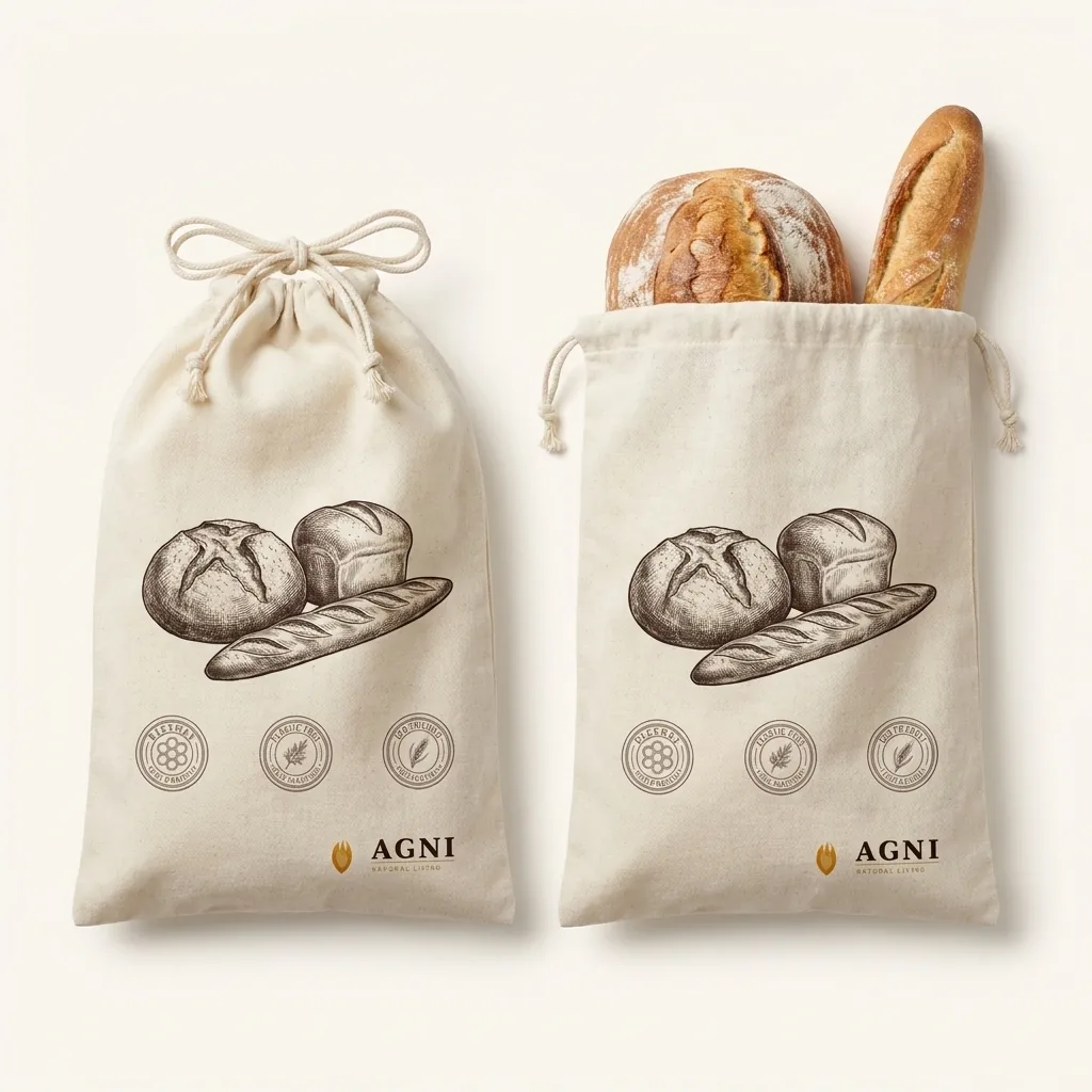 Agni bread bag front-panel mockup